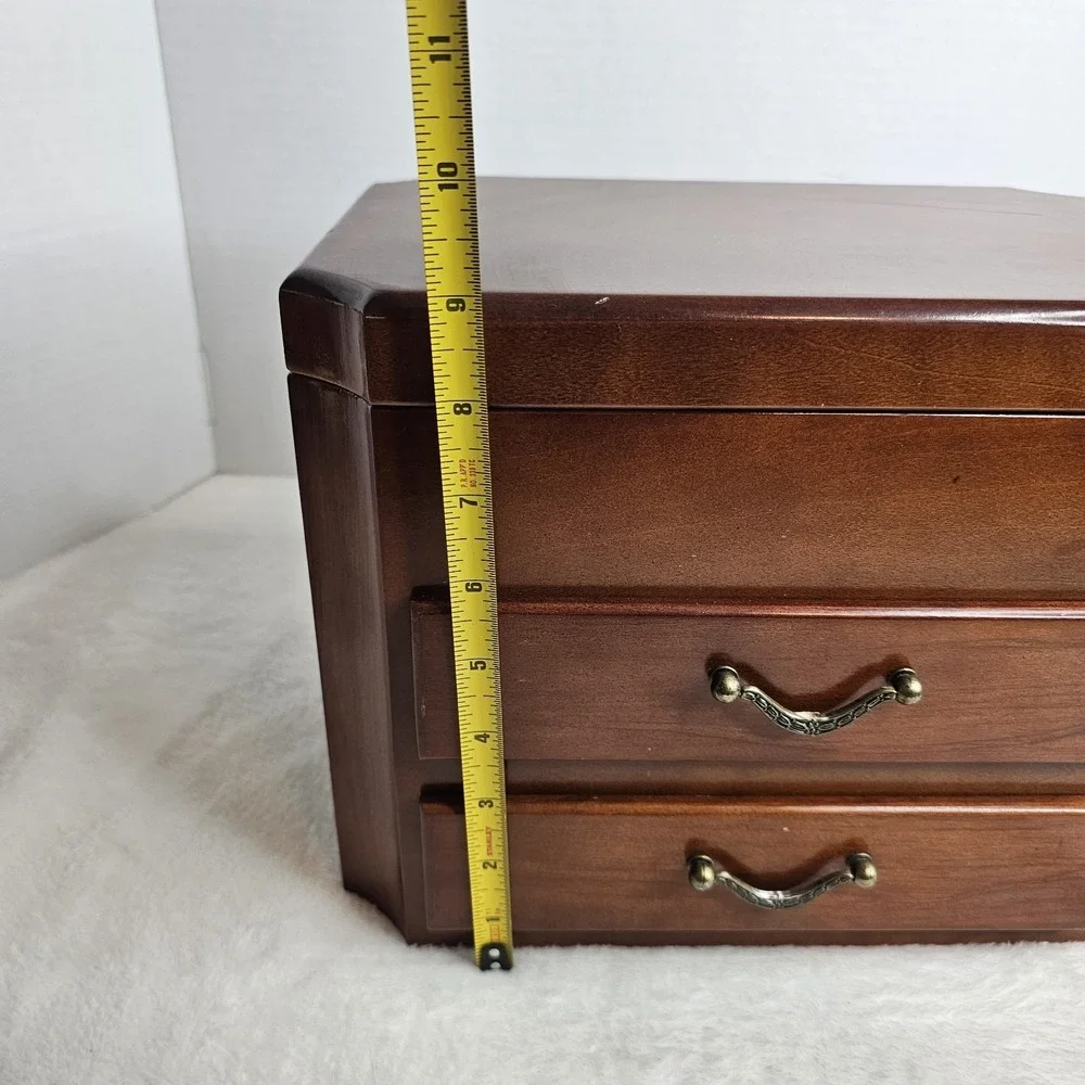 Mele & Co. 3 Tier Jewelry Box Large Wood Walnut Multi Compartments